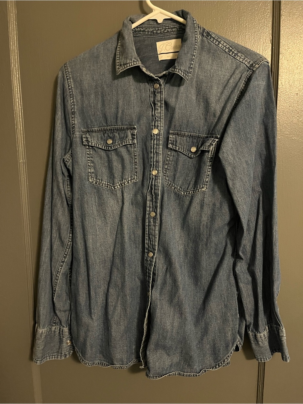 J. Crew Women’s Denim Button-Down Shirt in Medium Blue
